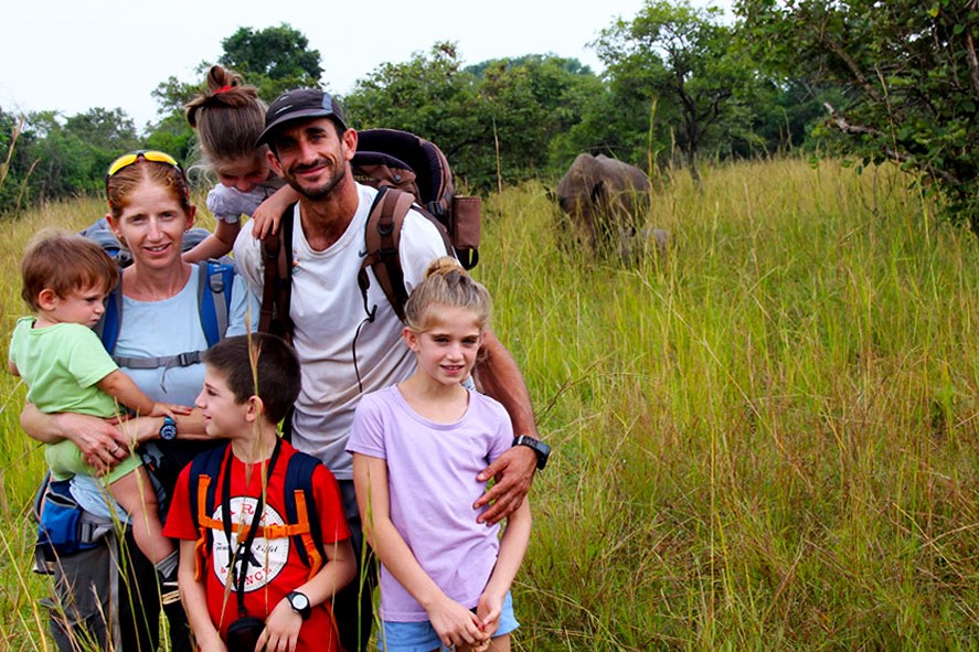 Family on Safari in Uganda